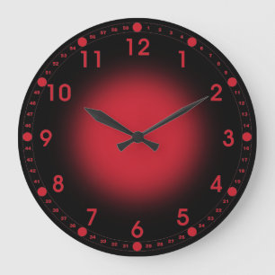 Grande Horloge Ronde Rouge au néon
