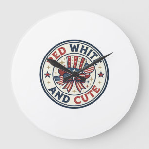 Grande Horloge Ronde Rouge Blanc Et Mignon Vêtements Féminins Patriotiq