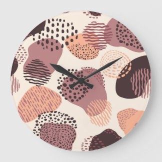 Grande Horloge Ronde Rouge Brown biologique, Formes Abstraites.