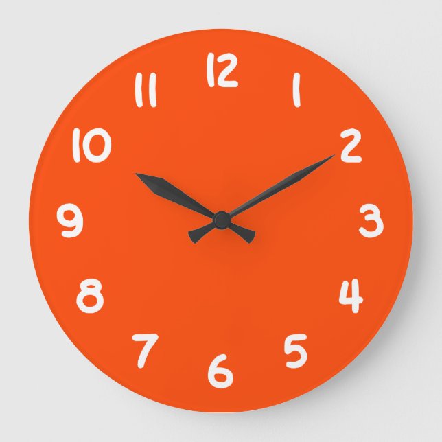 Grande Horloge Ronde Rouge orange solide (Recto)