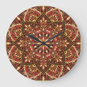 Grande Horloge Ronde Rouge oriental : Tapis Vintage