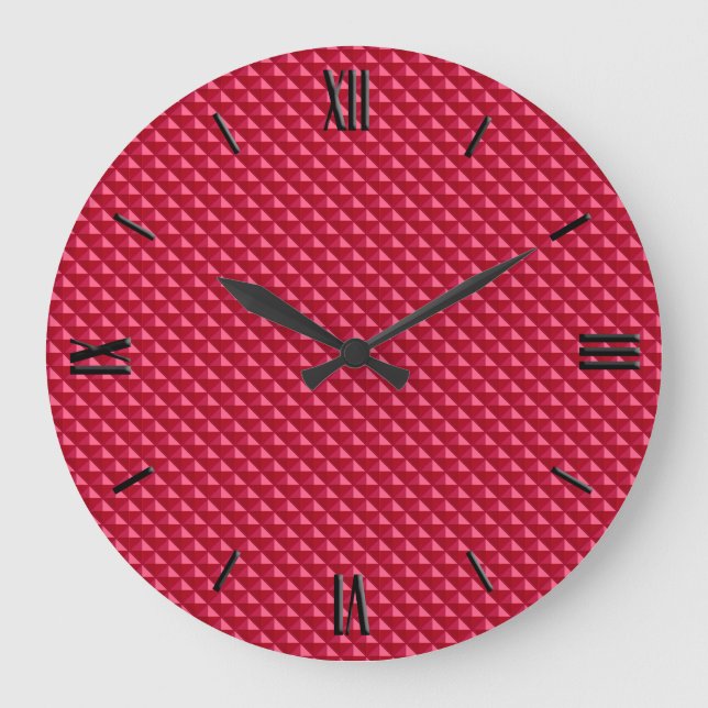 Grande Horloge Ronde Rouge rubis, look émail, grille cloutée (Recto)