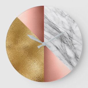 Grande Horloge Ronde Rougissent le rose gris de marbre en verre de la
