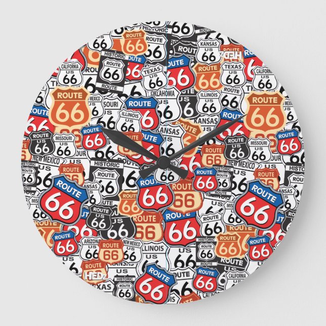 Grande Horloge Ronde Route 66 Signes routiers (Recto)