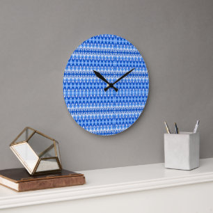 Grande Horloge Ronde Royal Blue Sapphire et White Geometry