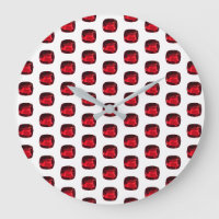 Ruby Gemstone Pattern, July Birthstone Large Clock