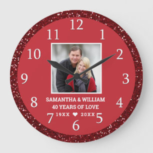 Grande Horloge Ronde Ruby Mariage 40e anniversaire Photo Parties scinti