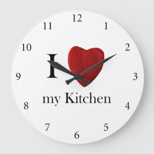 Grande Horloge Ronde Runde Wanduhr J'aime ma cuisine