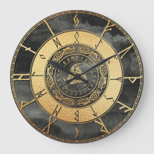 Grande Horloge Ronde Runes de Viking