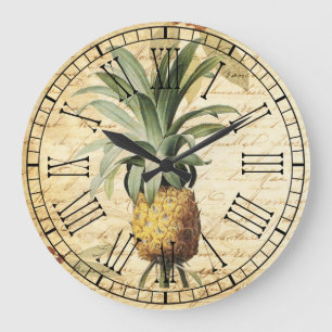 Grande Horloge Ronde Rustic Chic Vintage French Pineapple Large Clock