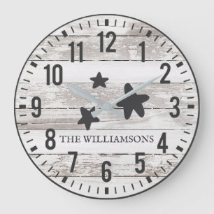 Grande Horloge Ronde Rustic Chippy Planks