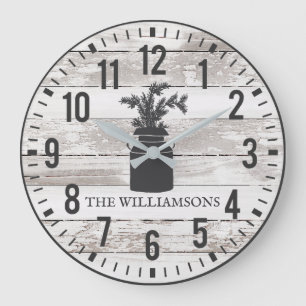 Grande Horloge Ronde Rustic Chippy Planks Custom