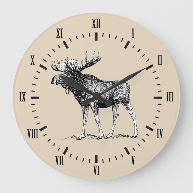 Grande Horloge Ronde Rustic Country Moose & Taupe (Recto)
