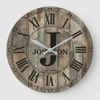 Grande Horloge Ronde Rustic Johnson Family Clock | Farmhouse Decor 