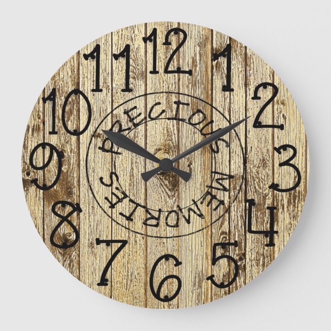 Grande Horloge Ronde Rustic Personalized Brown Wood Precious (Recto)