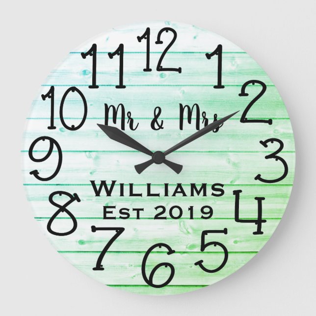 Grande Horloge Ronde Rustic Personalized Gray Distressed Wood Custom (Recto)