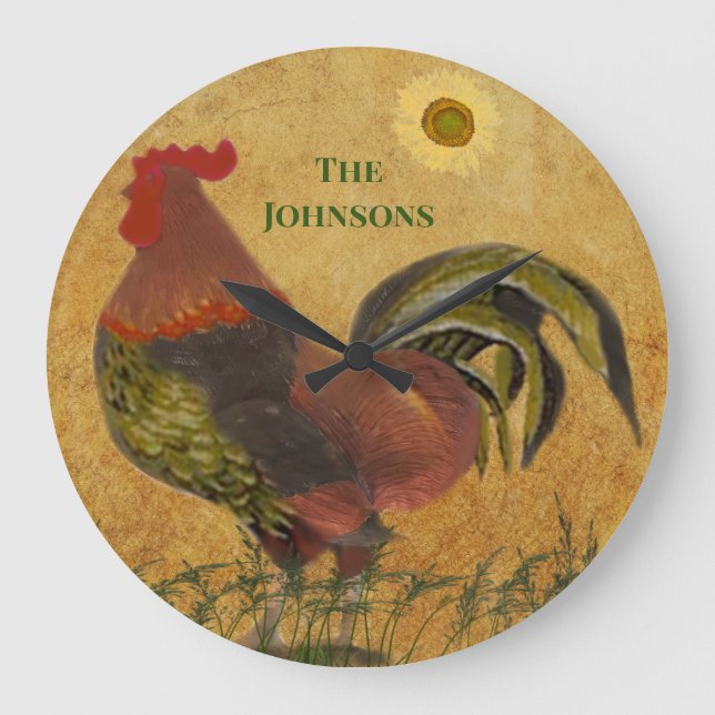 GRANDE HORLOGE RONDE RUSTIC ROOSTER AMERICANA FAMILY (Recto)
