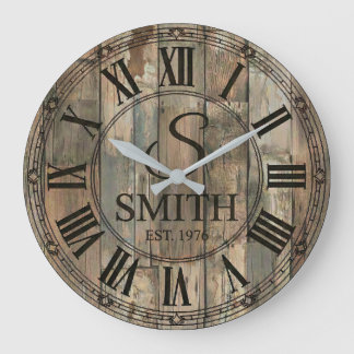 Grande Horloge Ronde Rustic Smith Family wall Clock | Farmhouse Decor 