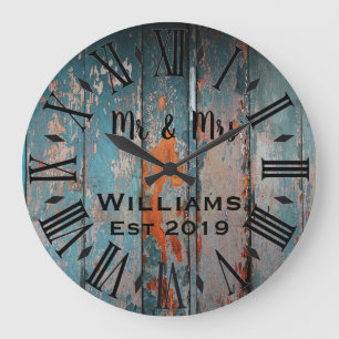Grande Horloge Ronde Rustique Vintage Bois Personnalisé Sur Mesure