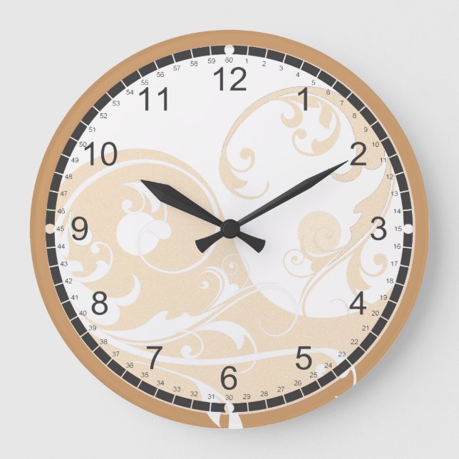 Grande Horloge Ronde Sable et blanc Yin & Yang (Recto)