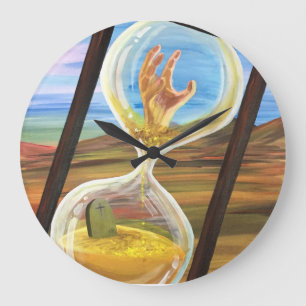 Grande Horloge Ronde Sablier surréaliste Memento Mori Gothique sombre D