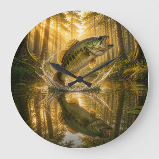 Grande Horloge Ronde Sac à bandoulière en bois doré pour achigan à gran