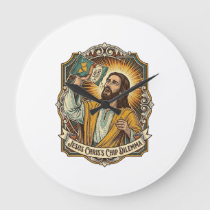 Grande Horloge Ronde Sac Jésus Vide de Chips Frites Munchies Soûl Party