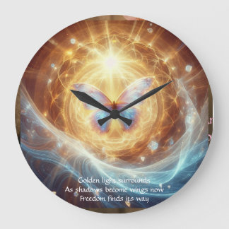 Grande Horloge Ronde Sacred Transformation - Luminous Butterfly Clock