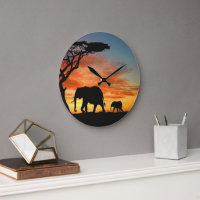 Safari Afrique Sunset Elephant Silhouette Art