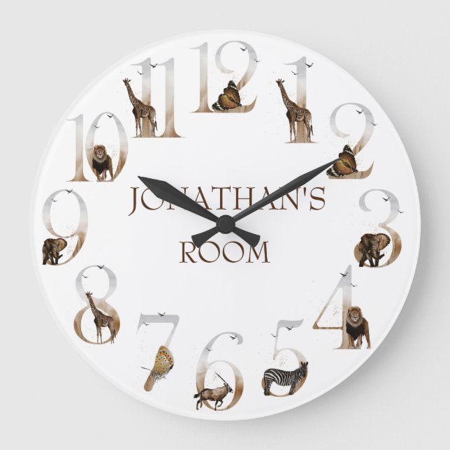 Grande Horloge Ronde  Safari Animals Jungle Numbers  (Recto)