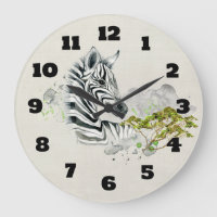 Safari Zebra Avec Savannah Arbres Vert Aquarelle
