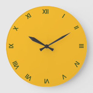 Grande Horloge Ronde Saffron uni jaune / or avec chiffres romains