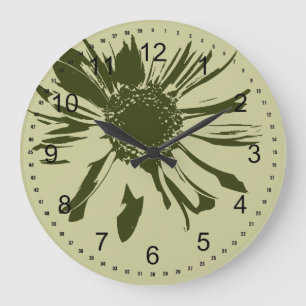 Grande Horloge Ronde Sage Green Gerbera