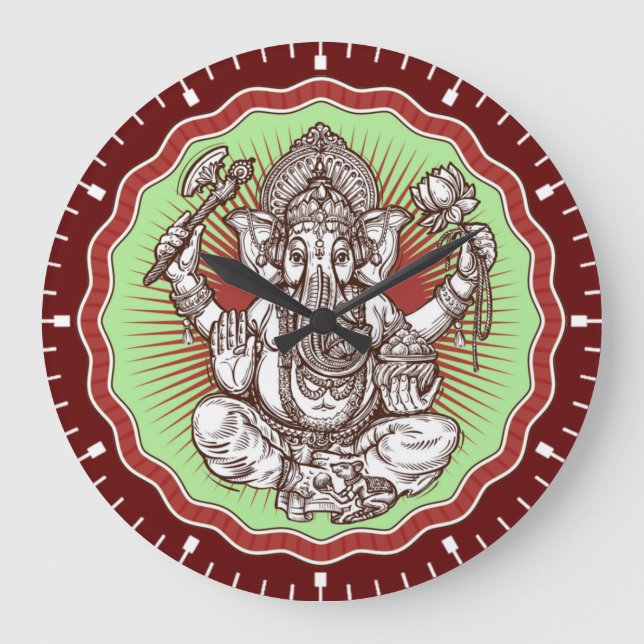 Grande Horloge Ronde Sagesse Ganapati Inde Hindou Lord Ganesha Elephant (Recto)