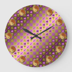 Grande Horloge Ronde Sagittaire & Dragon de Bois