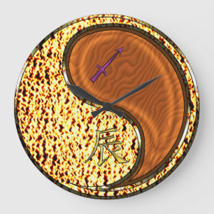 Grande Horloge Ronde Sagittaire & Dragon de Bois