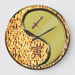 Grande Horloge Ronde Sagittaire & Tigre de Métal