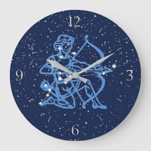 Grande Horloge Ronde Sagittarius Constellation & Zodiac Signe avec étoi