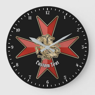 Grande Horloge Ronde Saint George sur croix de Malte