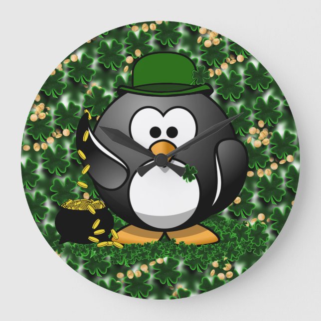 Grande Horloge Ronde Saint Patrick le jour du Lucky Penguin (Recto)