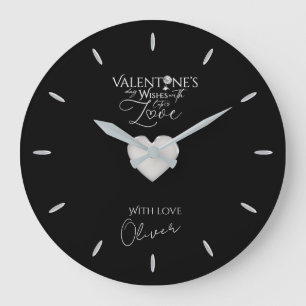 Grande Horloge Ronde Saint-Valentin Minimaliste Lettering