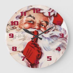Grande Horloge Ronde Saison de déco amusante et charmante au Père Noël