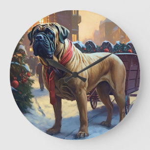 Grande Horloge Ronde Saison de Noël de Bullmastiff