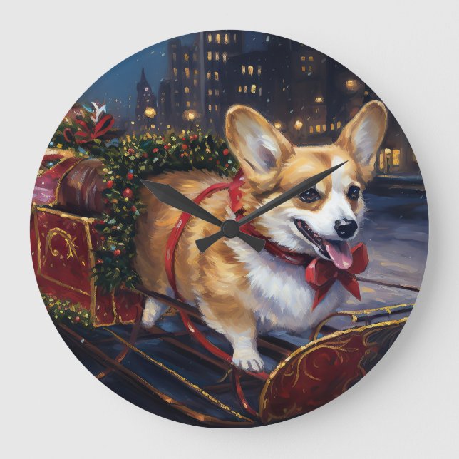 Grande Horloge Ronde Saison de Noël de Corgi (Recto)