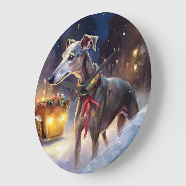 Grande Horloge Ronde Saison de Noël Greyhound (Angle)