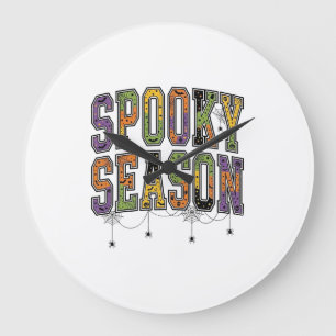 Grande Horloge Ronde Saison effrayante typographie Halloween vintage De