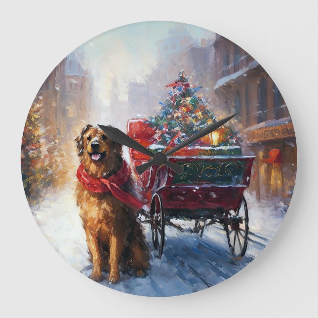 Grande Horloge Ronde Saison festive de Noël de Setter en Irlande (Recto)