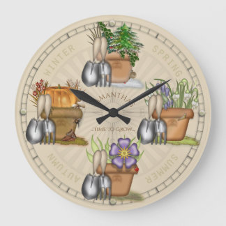 Grande Horloge Ronde Saisons de jardinage Pot Shop