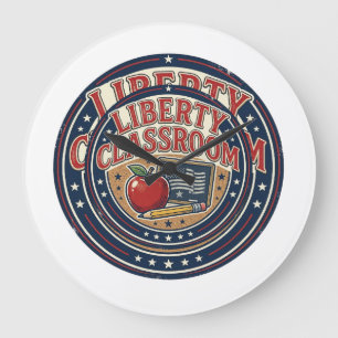 Grande Horloge Ronde Salle de classe Liberté Patriotique Professeur Pat