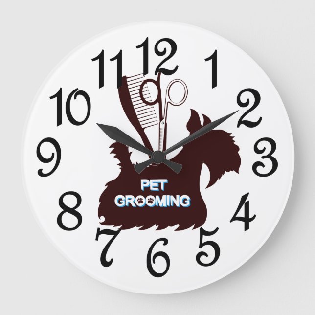 Grande Horloge Ronde Salon de toilettage pour animaux  (Recto)